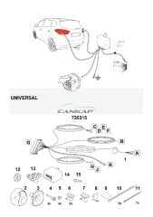 Çeki demiri elektrik tesisatı, 13 pinli, Universal elektronik kit